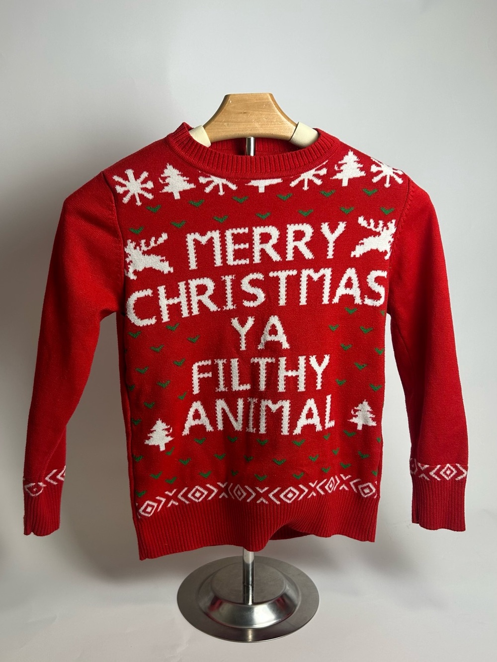 Merry Christmas Ya Filthy Animal Red Holiday Sweater kids